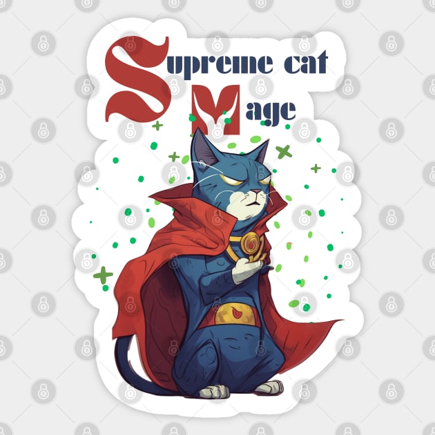 Supreme cat mage Supervillain Cat Sticker TeePublic